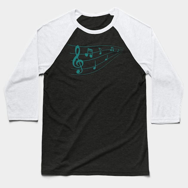 Musical notes teal Baseball T-Shirt by Mi Bonita Designs